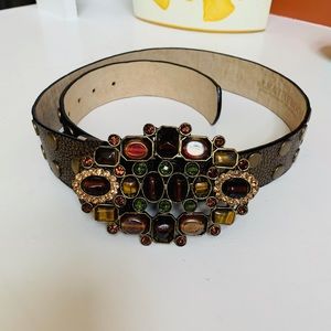 Leather Rock stone embellished belt